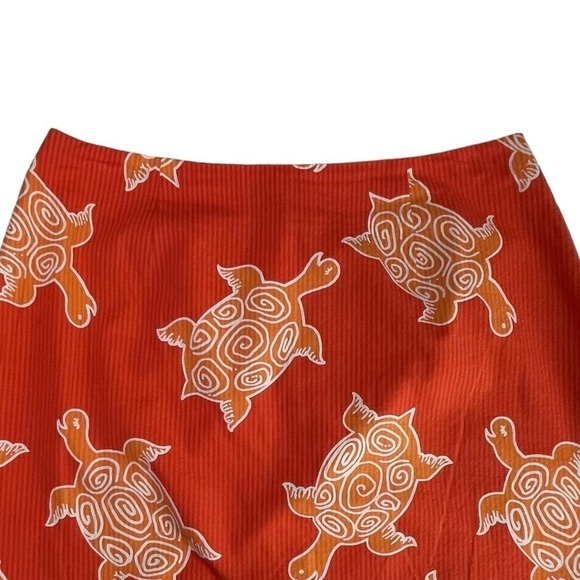 LILLY PULITZER WHITE LABEL Y2K SEA TURTLE SEERSUCKER SCALLOP HEM MINI SKIRT - Picture 7 of 13